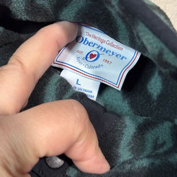 Obermeyer Kids Sz Large Aztec Print Long Sleeve Button Fleece Jacket Green Black - Picture 4 of 8